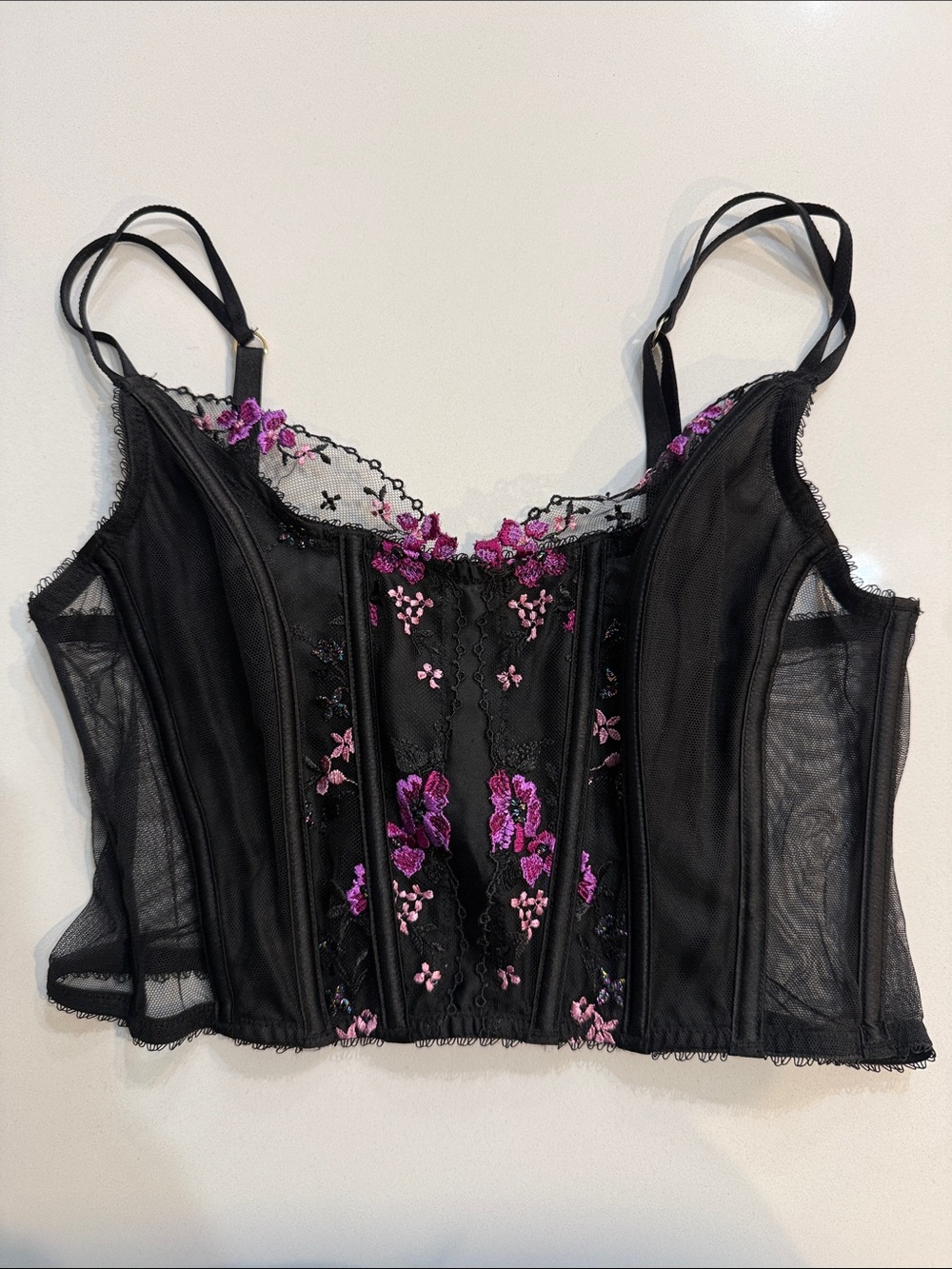 Victoria's Secret Very Sexy Embroidered Floral Mesh Corset Top Bra | Size M